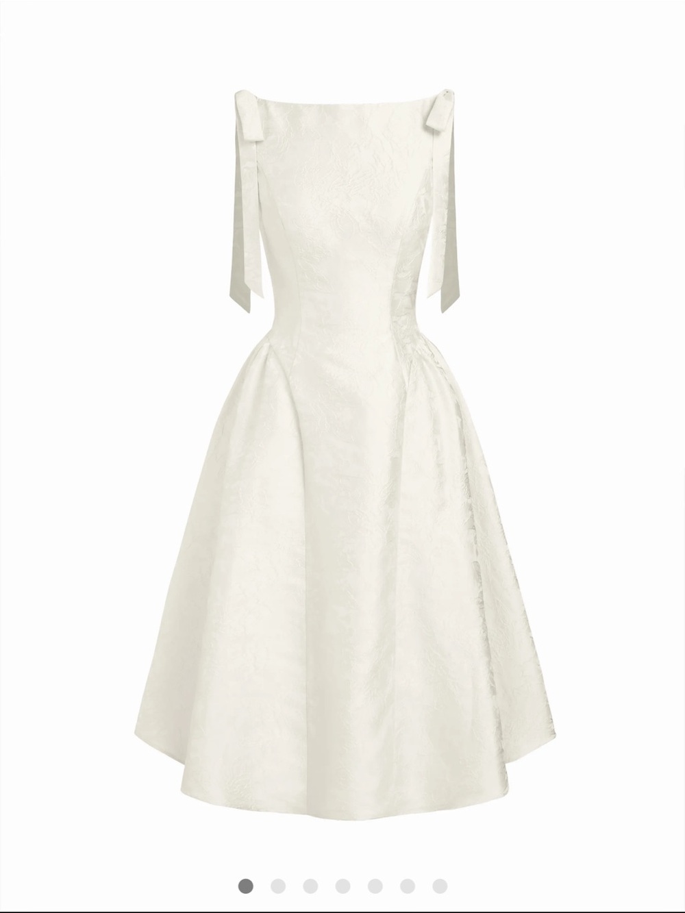 Cider Ivory Off-Shoulder Midi Dress with Bow Straps